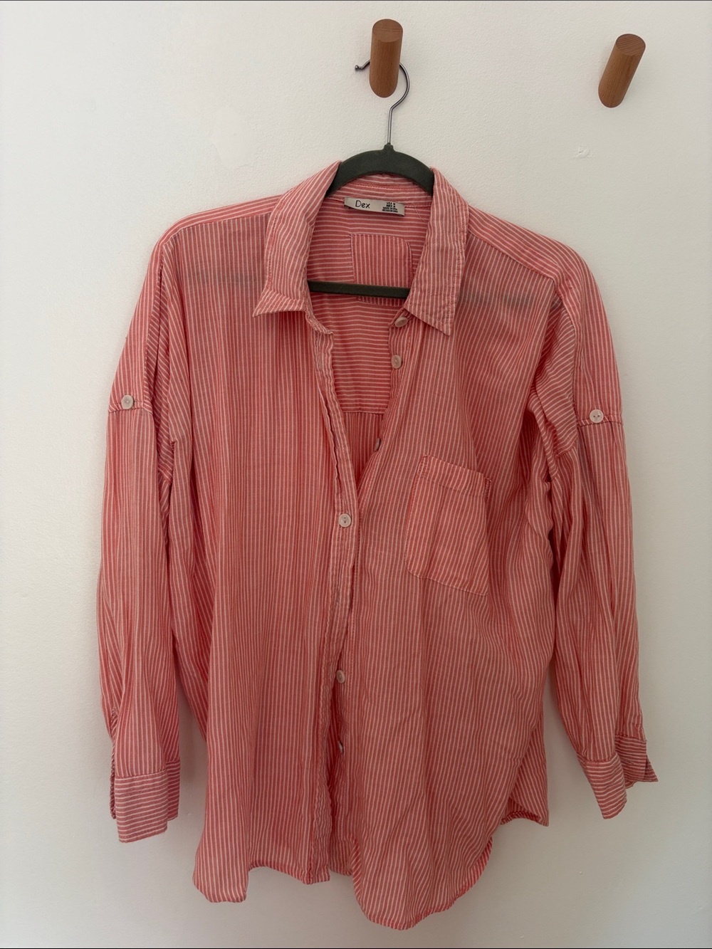 Men's Red Striped Button-Up Shirt